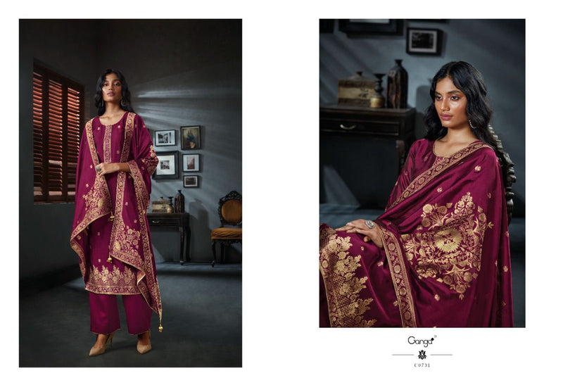 Ganga Ardor Bemberg Silk Jacquard With Embroidery Work Salwar Suit