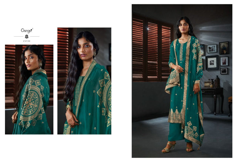 Ganga Ardor Bemberg Silk Jacquard With Embroidery Work Salwar Suit