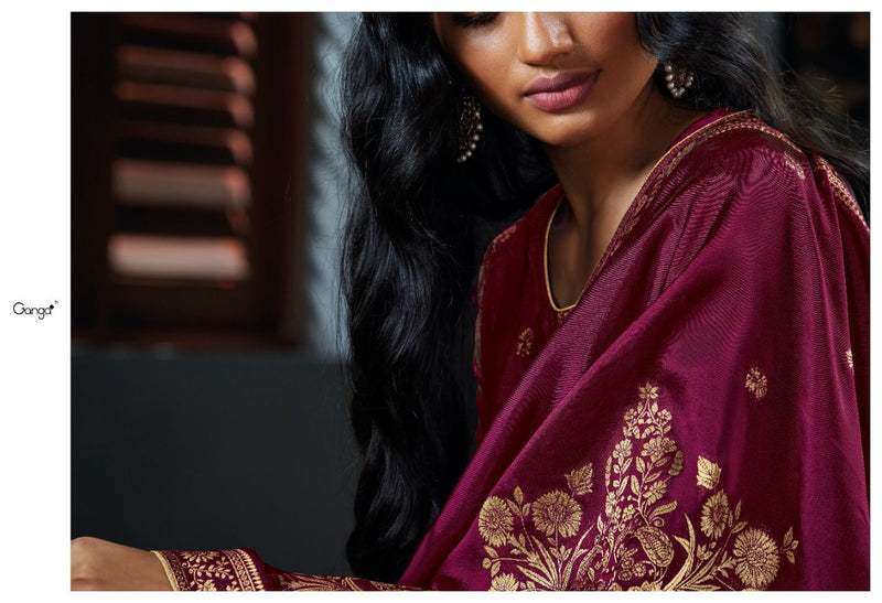 Ganga Ardor Bemberg Silk Jacquard With Embroidery Work Salwar Suit