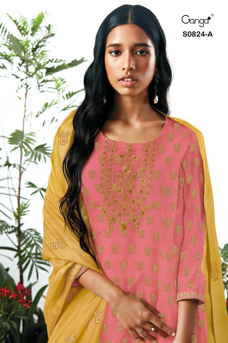 Ganga Willa 824 Bemberg Jacquard With Embroidery Party Wear Salwar Suits