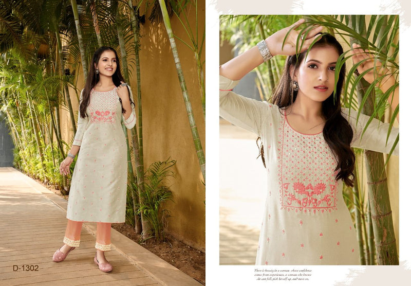 Kapil Trendz Gangor Cotton Silk Fancy Party Wear Embroidered Kurtis With Bottom