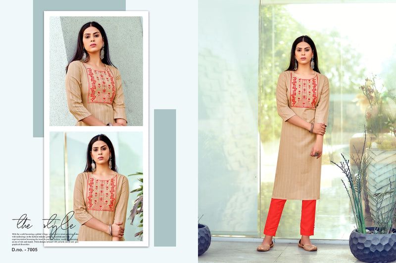 Nitish Gangour Vol 7 Pure Cotton With Embroidery Work Stylish Designer Fancy Casual Kurti