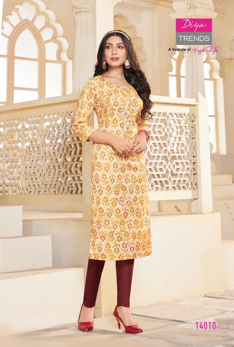 Diya Trends Garden Rayon With Fancy Wear Stylish Designer Casual Wear Kurti