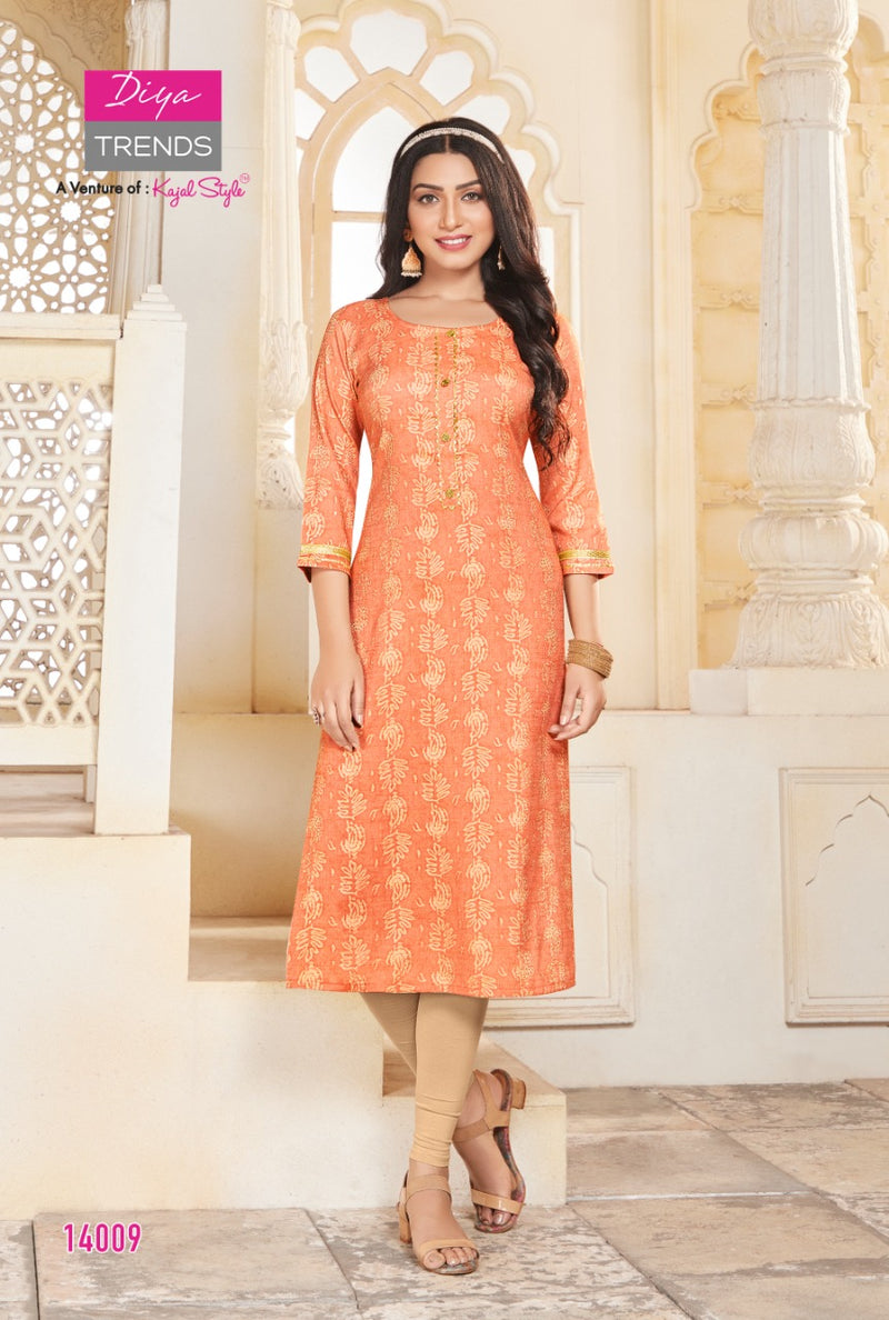 Diya Trends Garden Rayon With Fancy Wear Stylish Designer Casual Wear Kurti