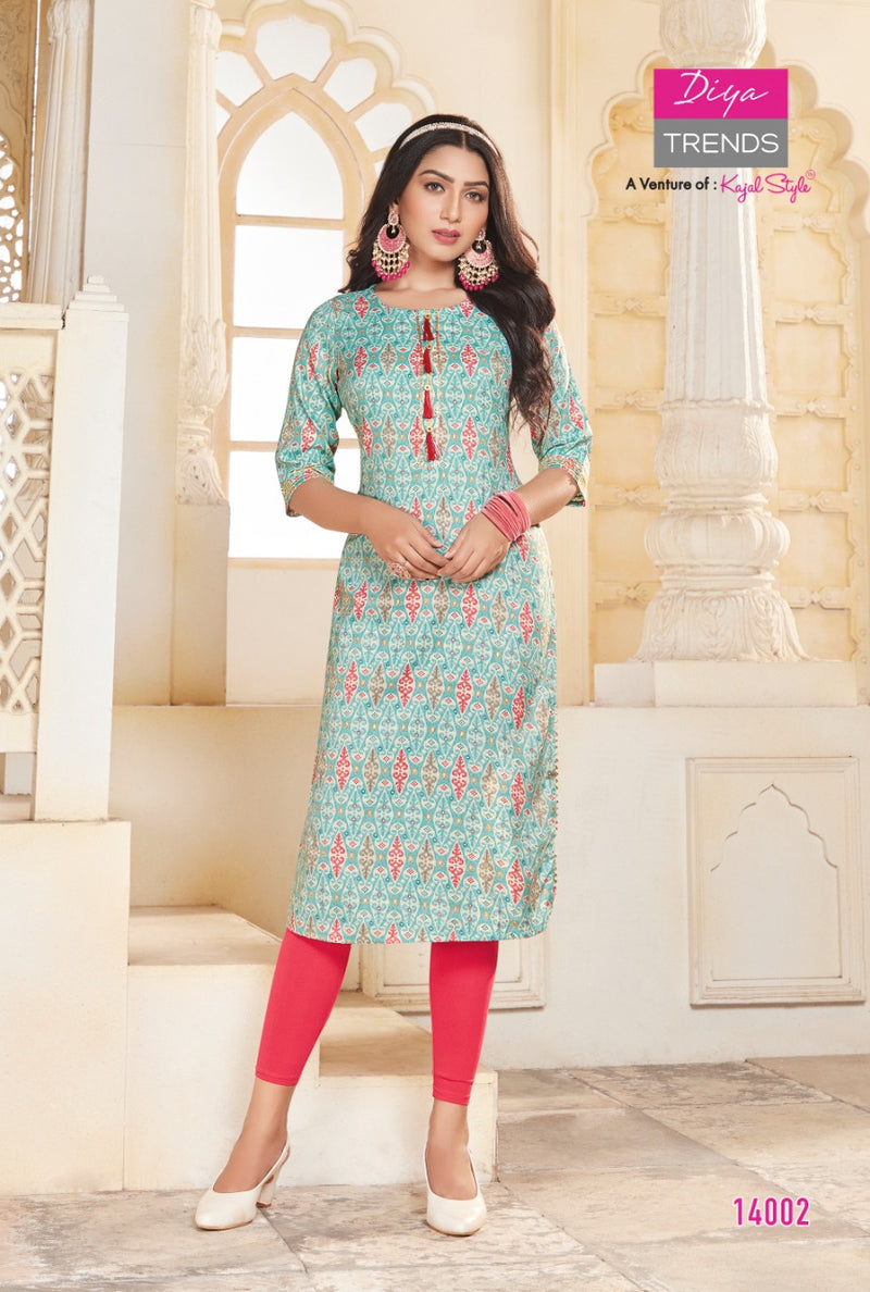 Diya Trends Garden Rayon With Fancy Wear Stylish Designer Casual Wear Kurti