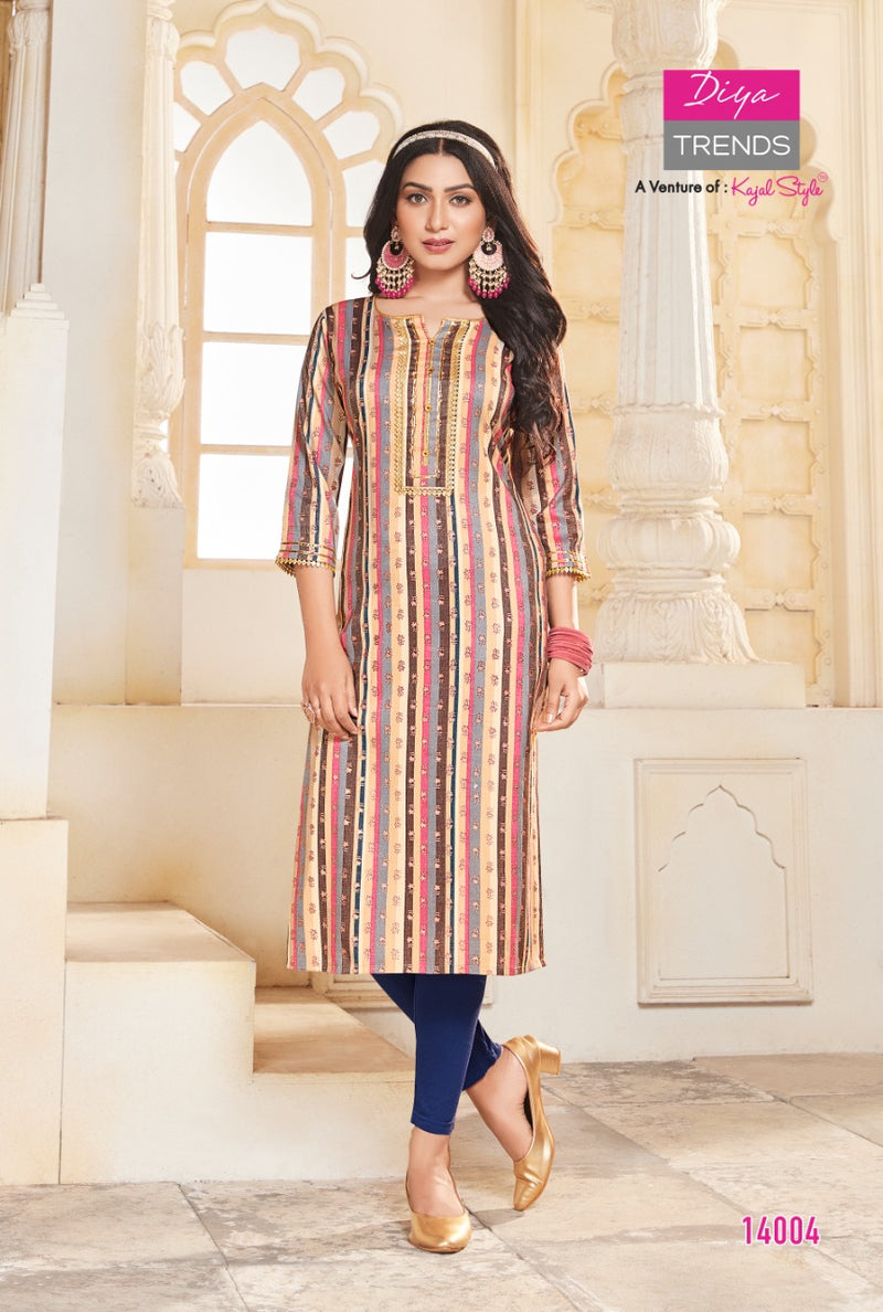Diya Trends Garden Rayon With Fancy Wear Stylish Designer Casual Wear Kurti