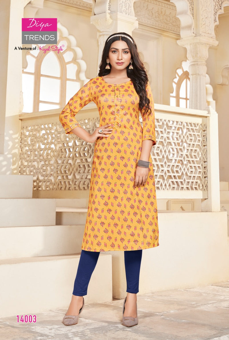 Diya Trends Garden Rayon With Fancy Wear Stylish Designer Casual Wear Kurti