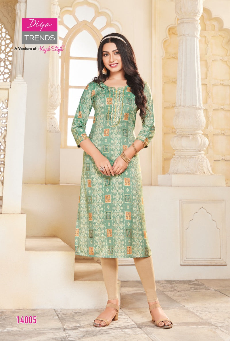 Diya Trends Garden Rayon With Fancy Wear Stylish Designer Casual Wear Kurti