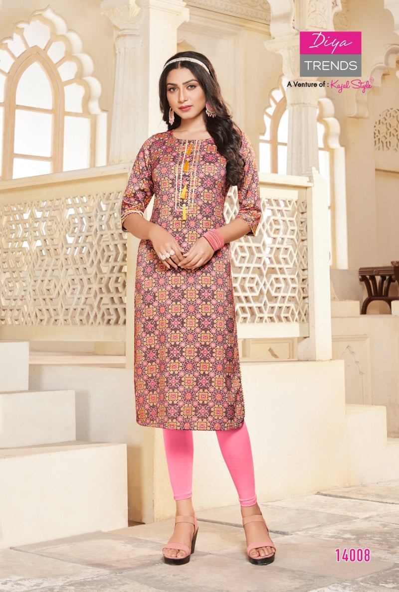 Diya Trends Garden Rayon With Fancy Wear Stylish Designer Casual Wear Kurti