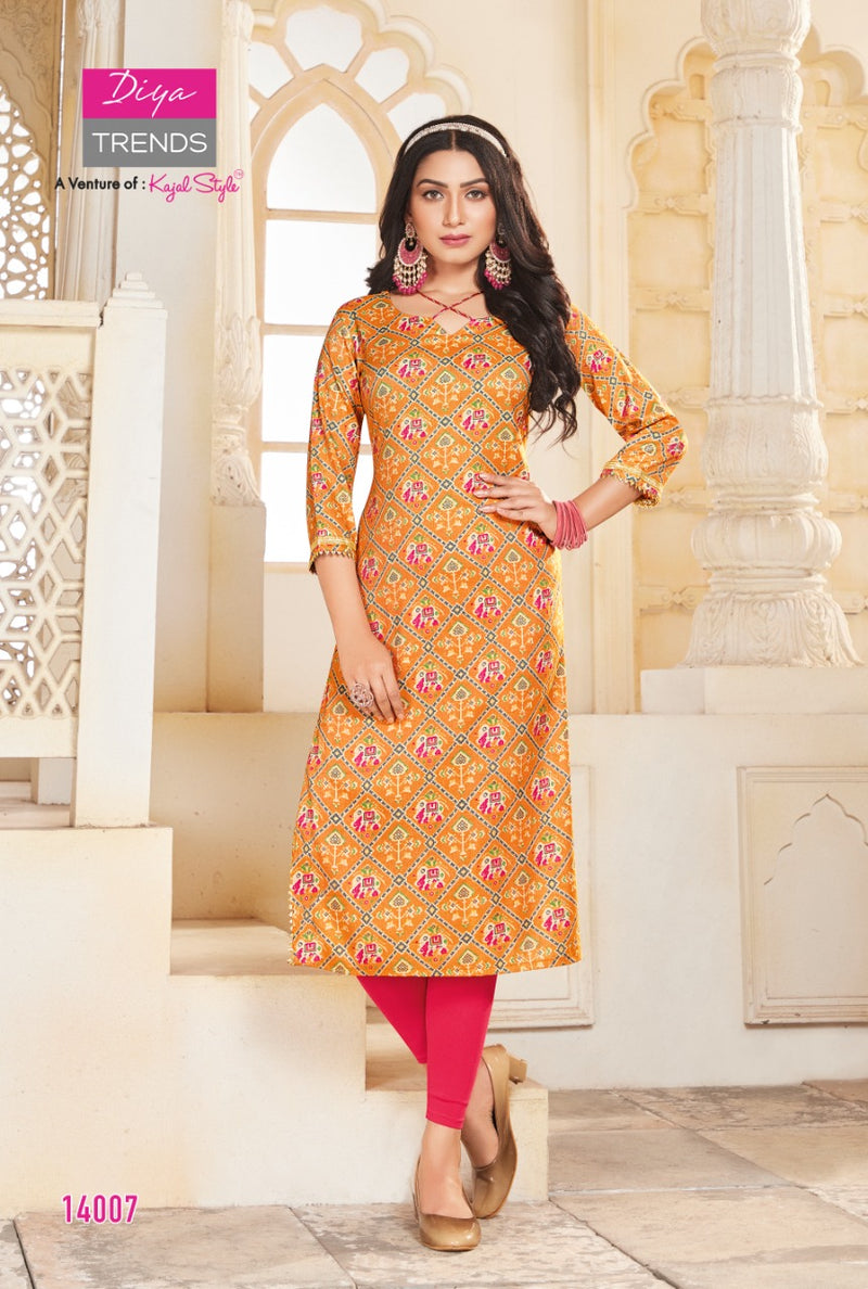 Diya Trends Garden Rayon With Fancy Wear Stylish Designer Casual Wear Kurti
