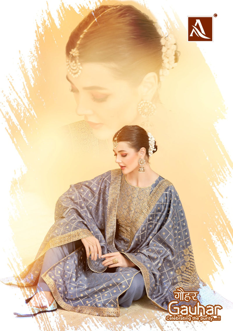 Alok Suit Gauhar Pure Viscose With Fancy Work Stylish Designer Festive Wear Salwar Suit