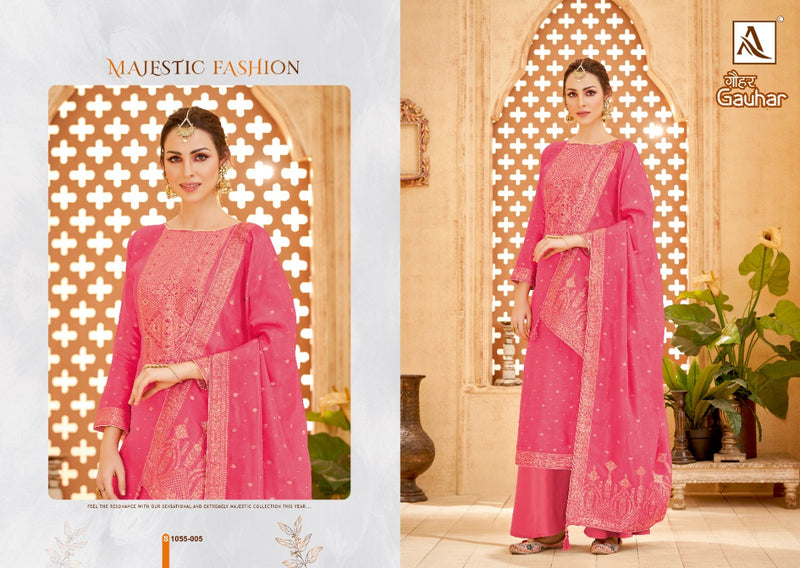 Alok Suit Gauhar Pure Viscose With Fancy Work Stylish Designer Festive Wear Salwar Suit
