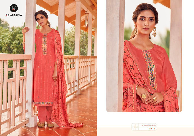Kalarang Gazal Viscose Upada Silk Designer Salwar Suits With Embroidery & Sequence Work