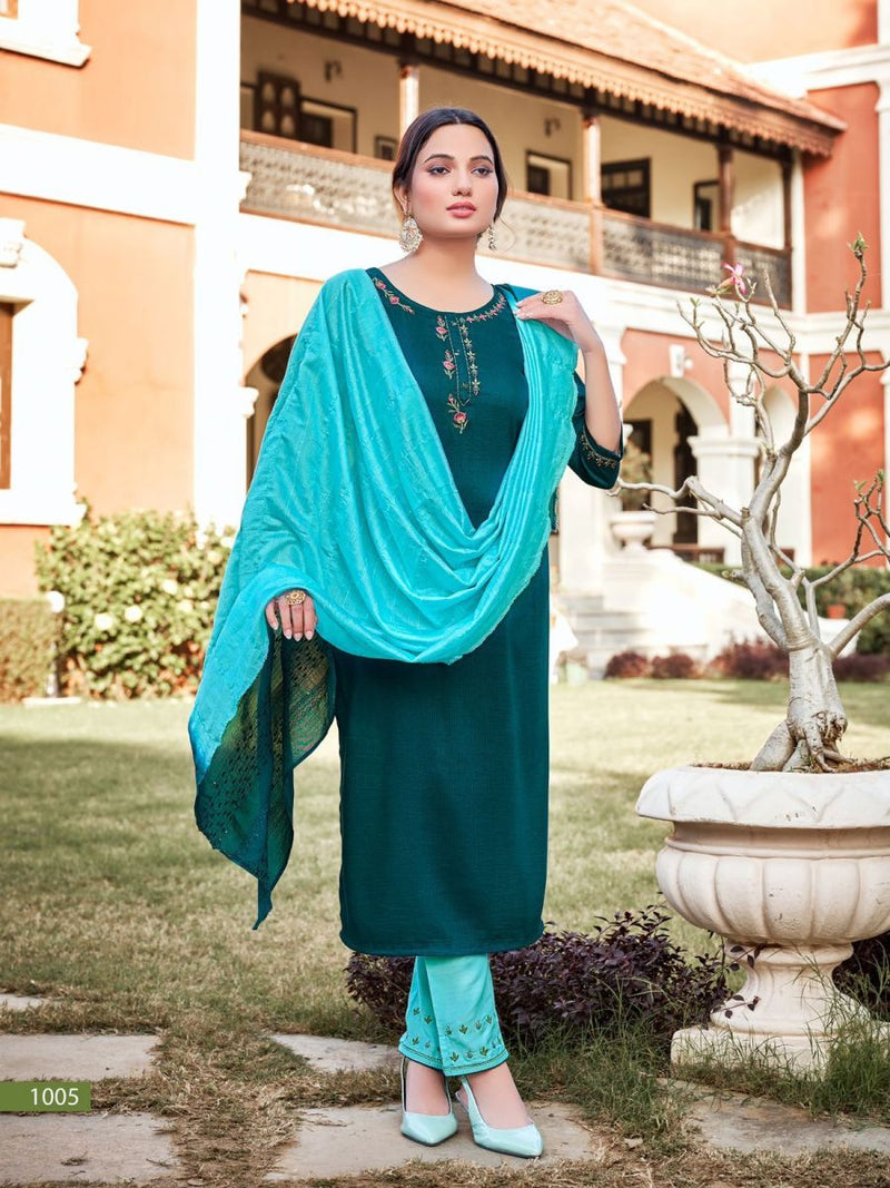 Ladyview Geet Viscose Silk Designer Festive Wear Kurtis With Bottom & Dupatta