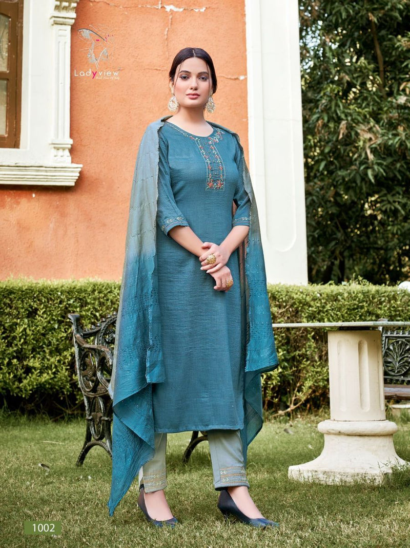 Ladyview Geet Viscose Silk Designer Festive Wear Kurtis With Bottom & Dupatta