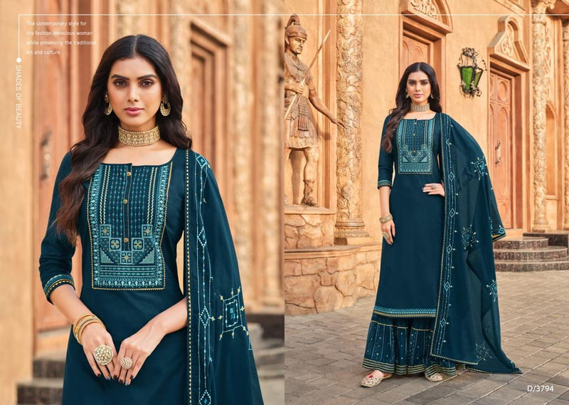 Rangoon Ghoomar Dark Cotton Designer Party Wear Kurtis With Sharara Bottom & Dupatta