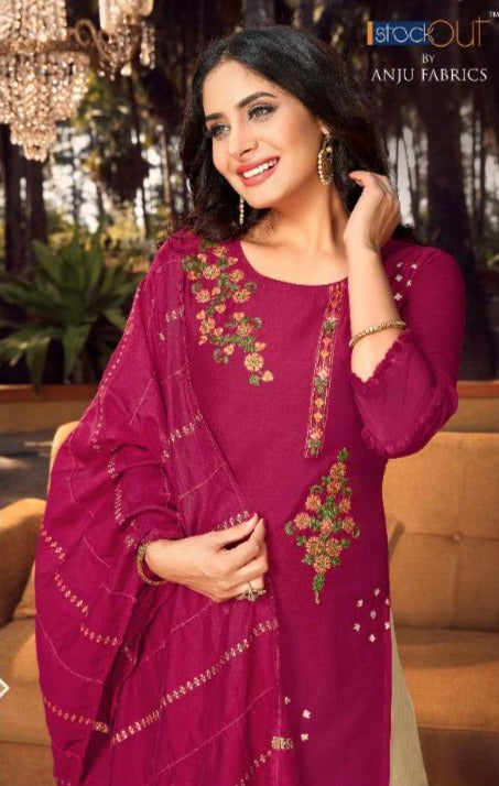Anju Fabrics Ghoomer Vol 3 Bemberg Silk Party Wear Kurtis With Sharara Bottom