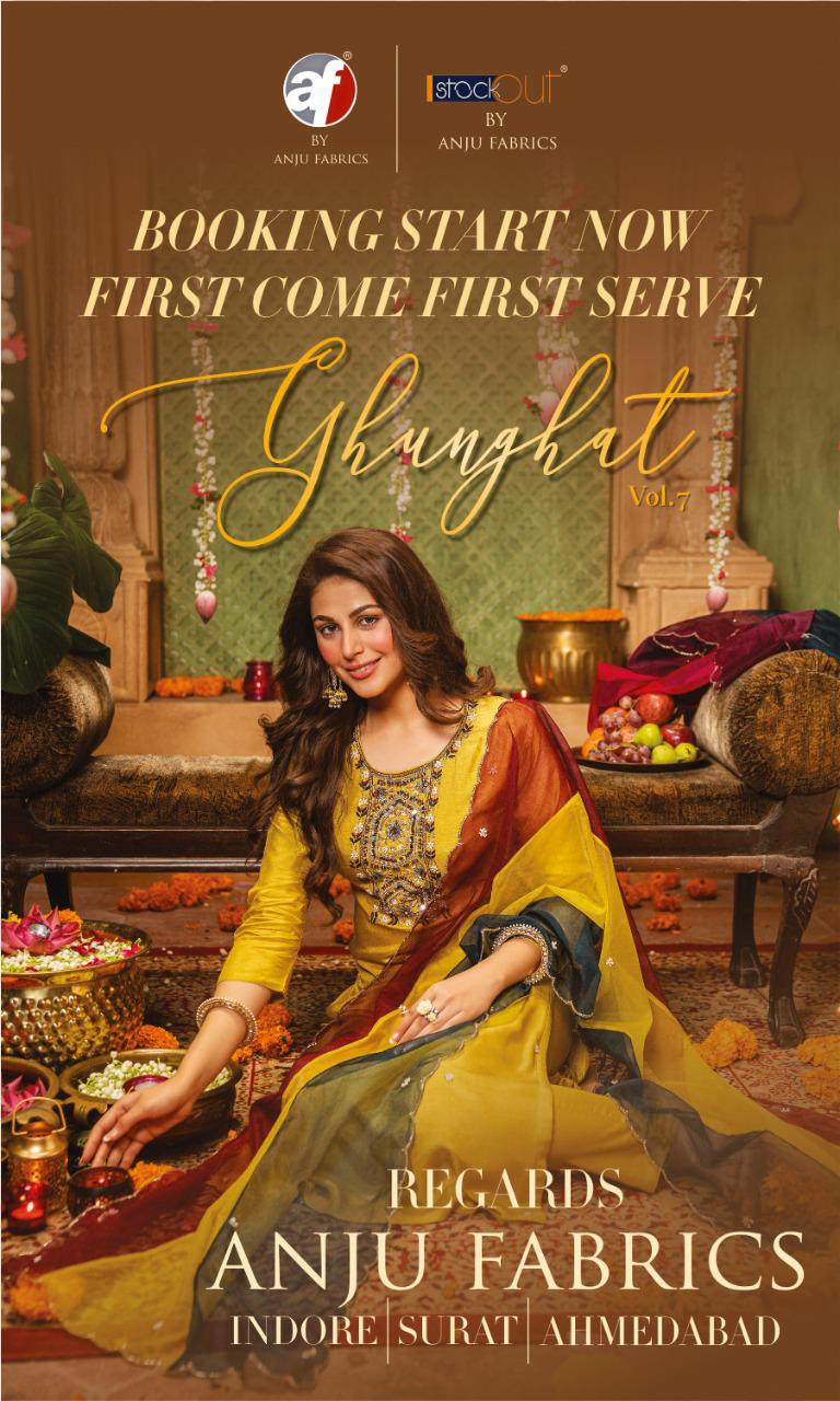Anju Fabs Ghunghat Vol 7 Viscose With Fancy Embroidery Work Stylish Designer Festive Wear Kurti