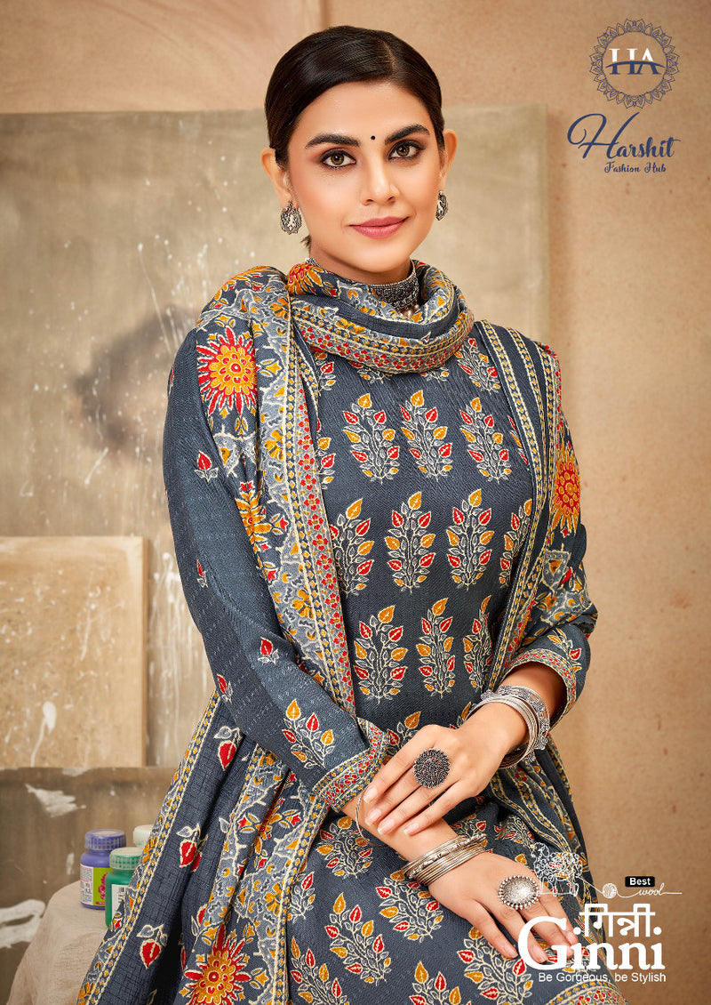 Harshit Fashion Ginni Woolen Pashmina With Printed Work Stylish Designer Fancy Salwar Kameez