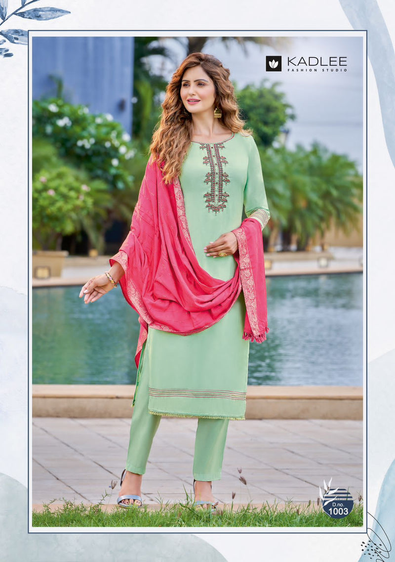 Kadlee Fashion Glamour Viscose Silk With Fancy Work Stylish Designer Casual Kurti