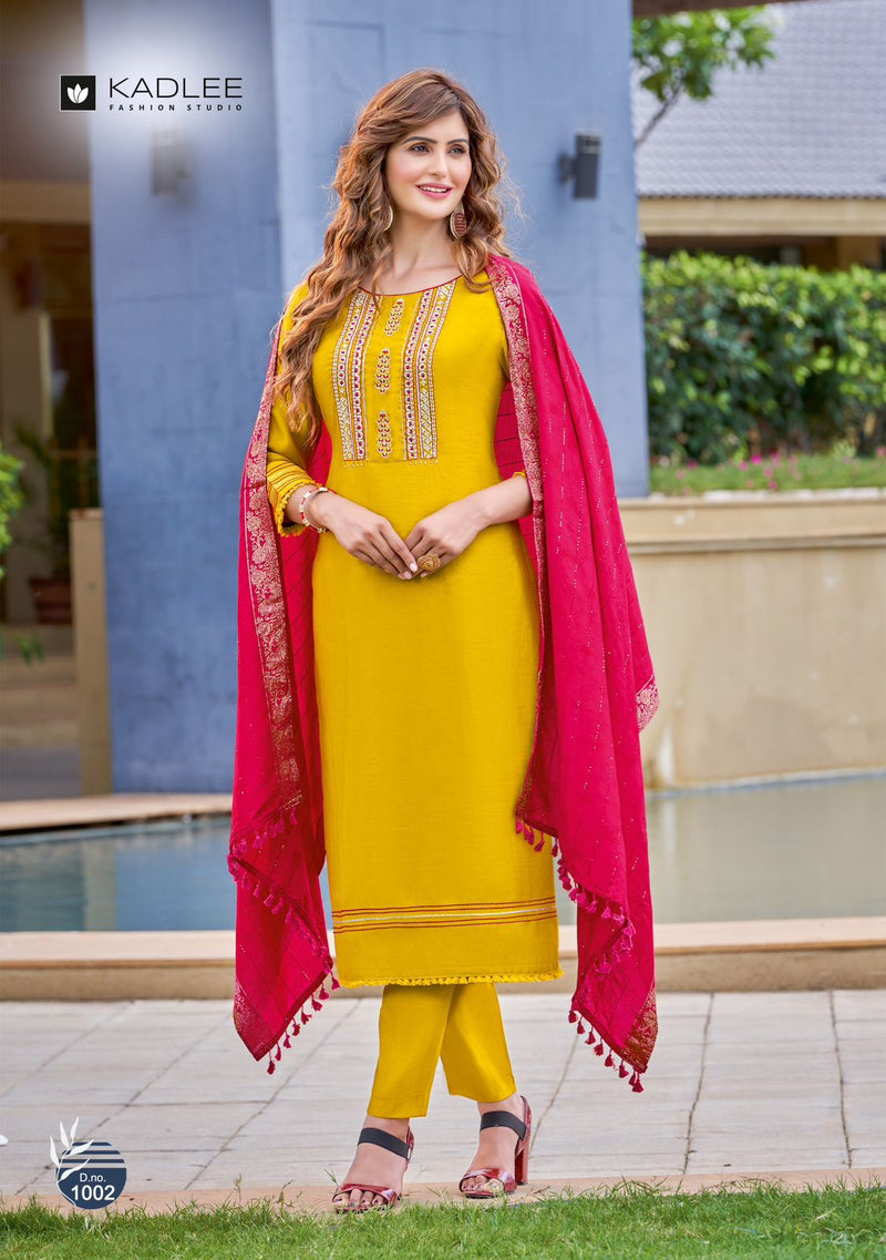 Kadlee Fashion Glamour Viscose Silk With Fancy Work Stylish Designer Casual Kurti