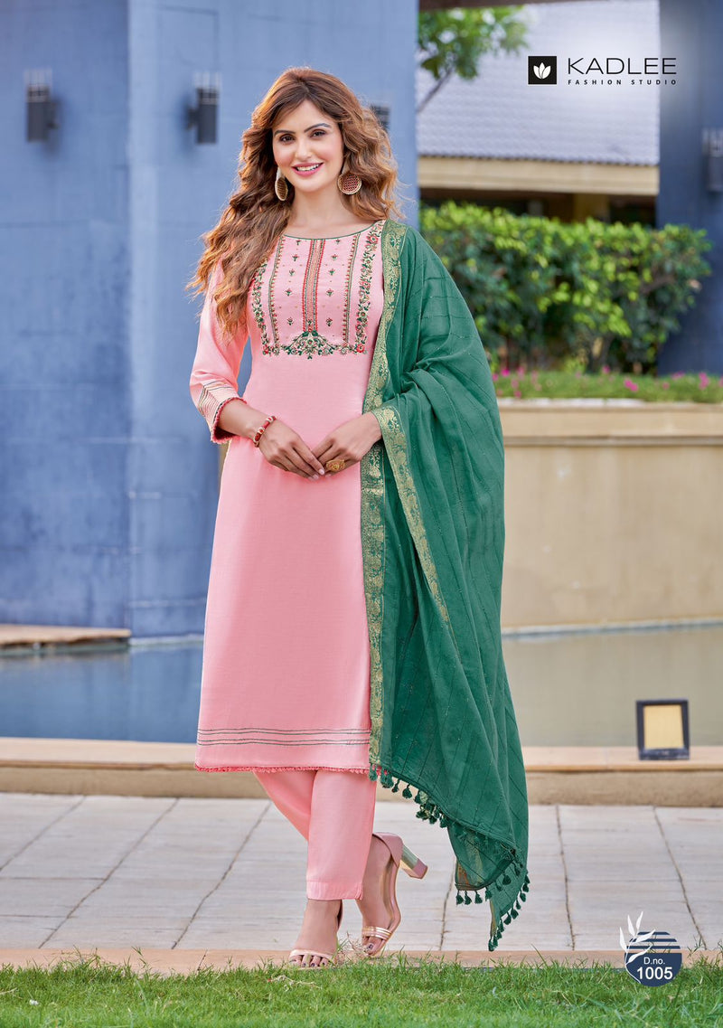 Kadlee Fashion Glamour Viscose Silk With Fancy Work Stylish Designer Casual Kurti