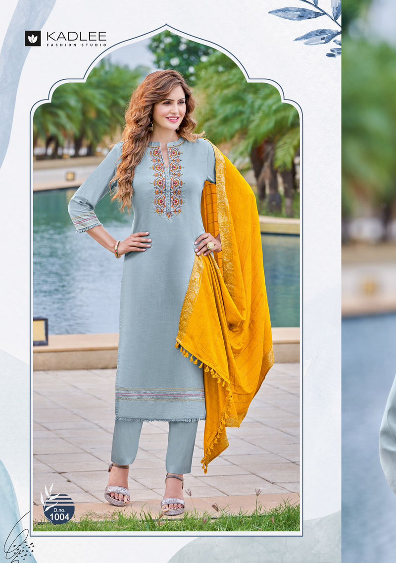 Kadlee Fashion Glamour Viscose Silk With Fancy Work Stylish Designer Casual Kurti