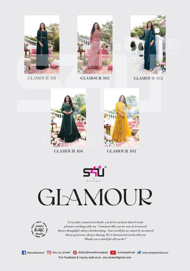 S4U Shivali Glamour Georgette  Heavy Embroidered Wedding Wear Kurtis