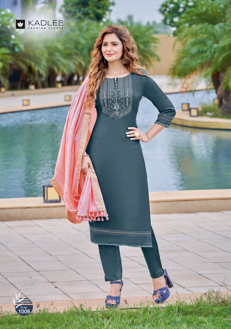 Kadlee Fashion Glamour Viscose Silk With Fancy Work Stylish Designer Casual Kurti