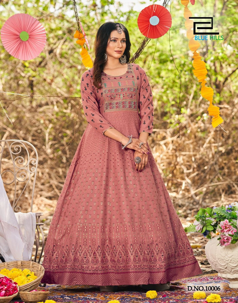 Blue Hills Glamour Vol 10 Rayon Embroidered Party Wear Gown Type Long Kurtis