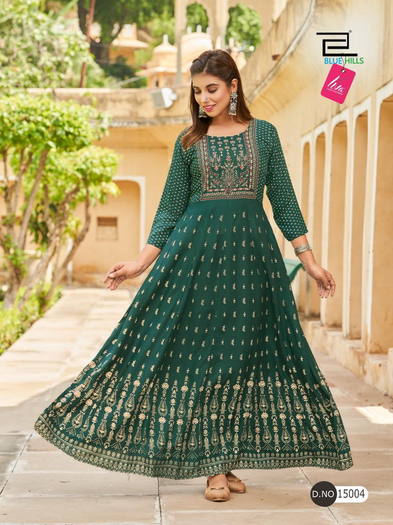 Blue Hills Glamour Vol 15 Rayon With Fancy work Stylish Designer Anarkali Gown