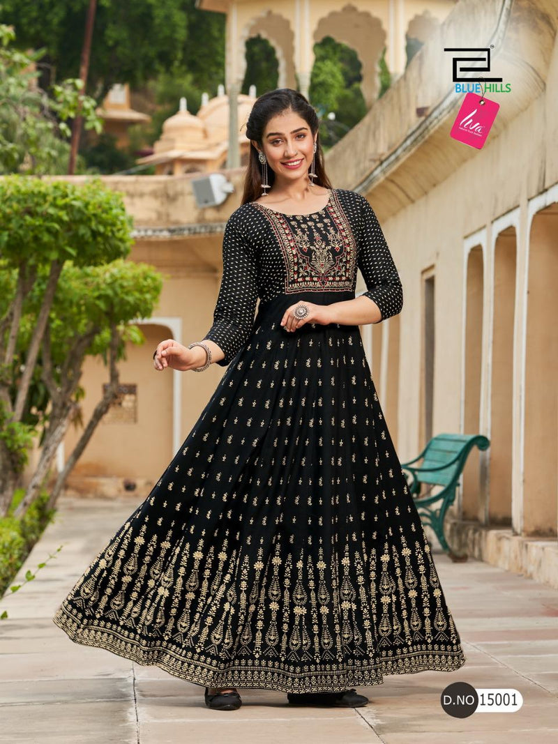 Blue Hills Glamour Vol 15 Rayon With Fancy work Stylish Designer Anarkali Gown