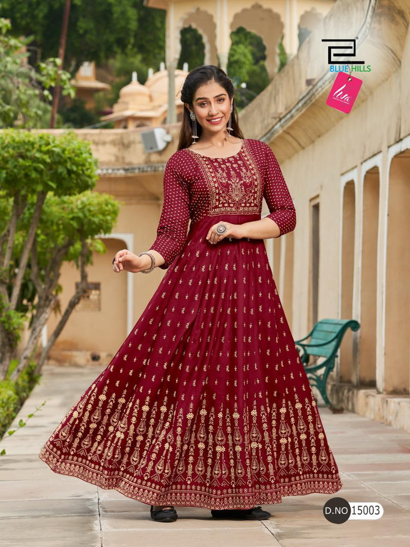 Blue Hills Glamour Vol 15 Rayon With Fancy work Stylish Designer Anarkali Gown