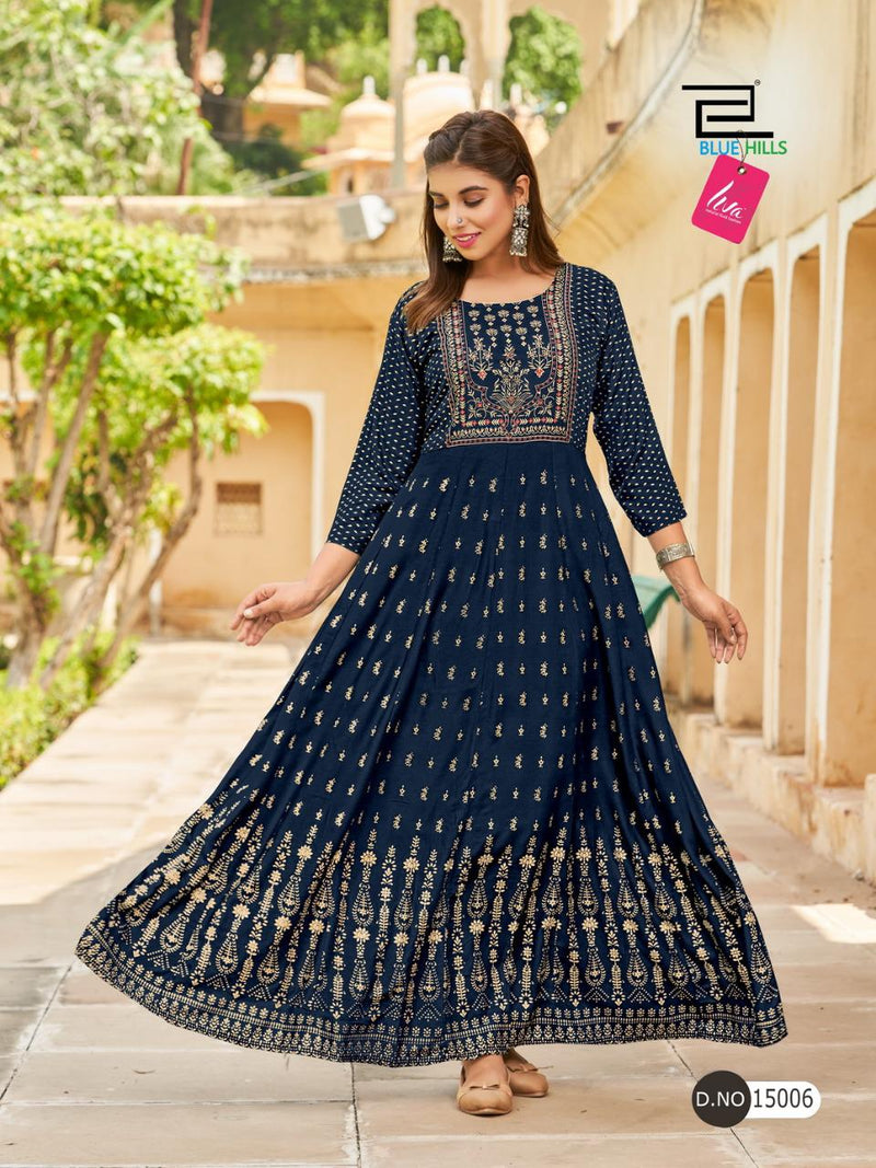 Blue Hills Glamour Vol 15 Rayon With Fancy work Stylish Designer Anarkali Gown