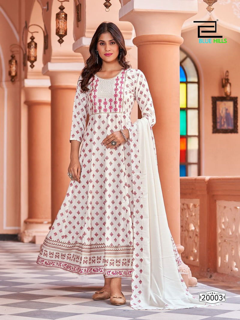 Blue Hills Glamour Vol 20 Rayon With Printed Work Stylish Designer Casual Look Long Gown