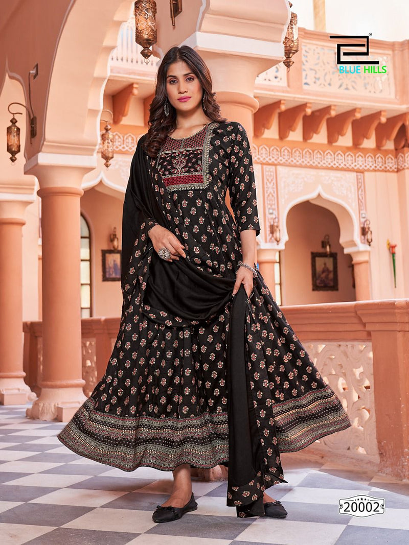 Blue Hills Glamour Vol 20 Rayon With Printed Work Stylish Designer Casual Look Long Gown