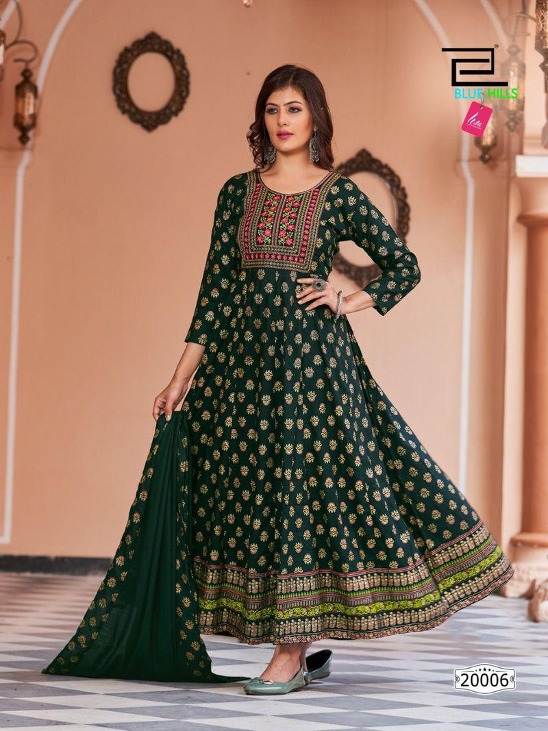 Blue Hills Glamour Vol 20 Rayon With Fancy Anarkali Long Gown Stylish Designer Kurti
