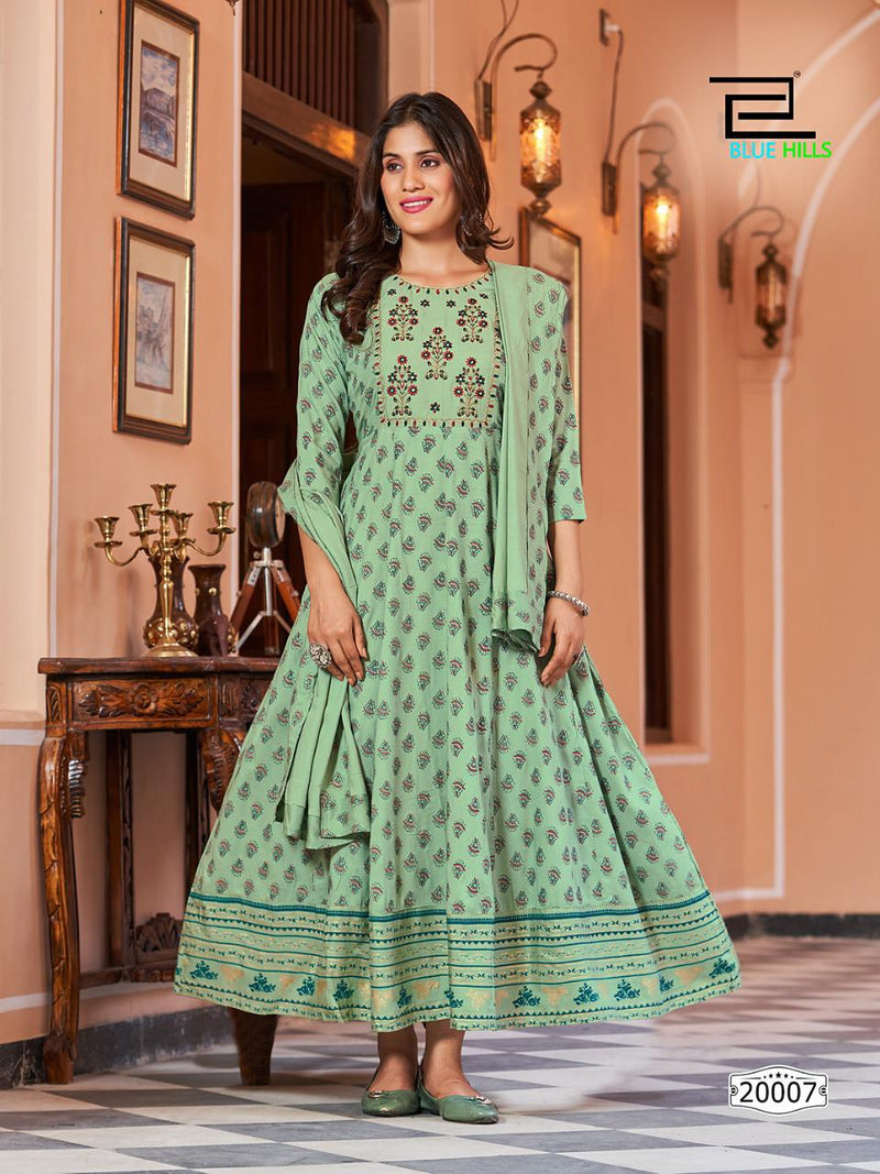 Blue Hills Glamour Vol 20 Rayon With Fancy Anarkali Long Gown Stylish Designer Kurti