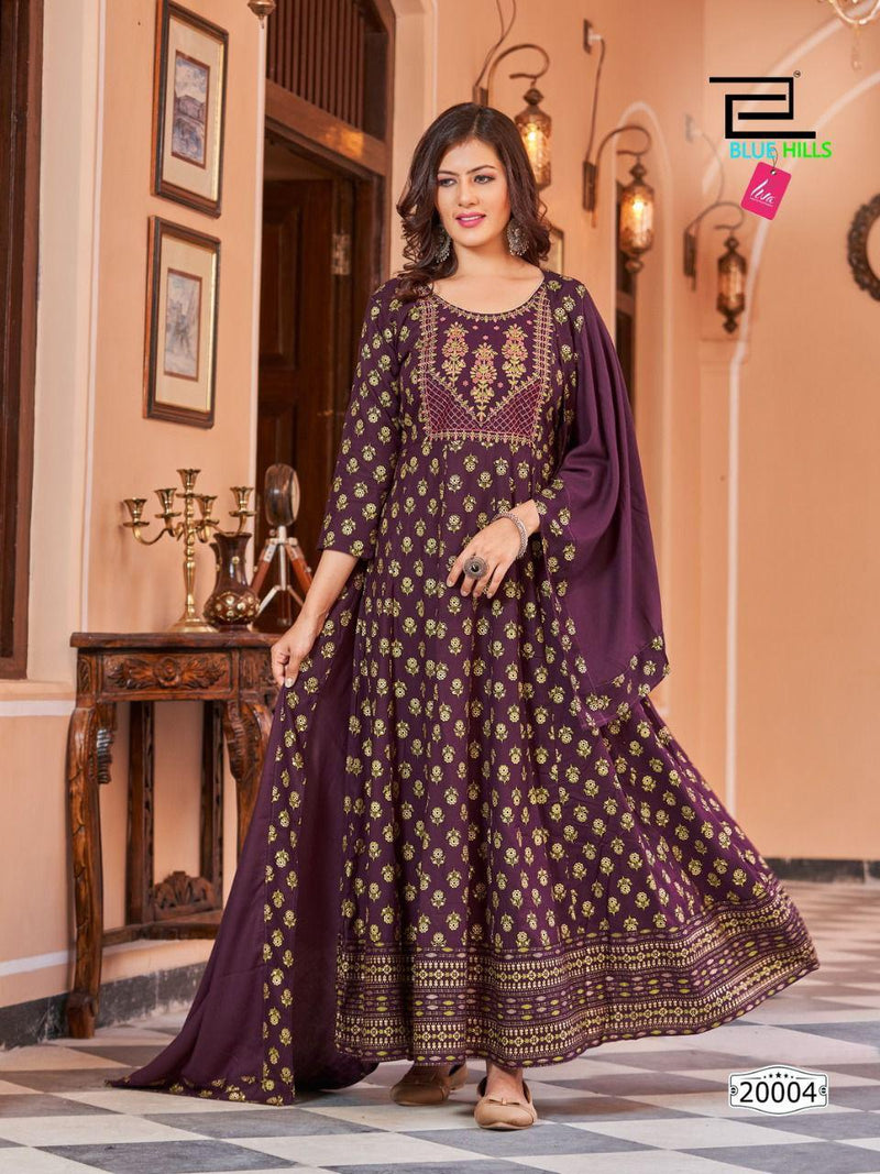 Blue Hills Glamour Vol 20 Rayon With Fancy Anarkali Long Gown Stylish Designer Kurti