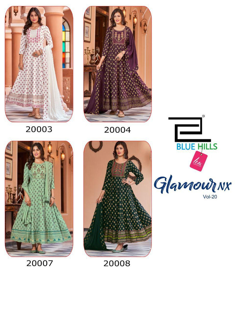 Blue Hills Glamour Vol 20 Rayon With Fancy Anarkali Long Gown Stylish Designer Kurti