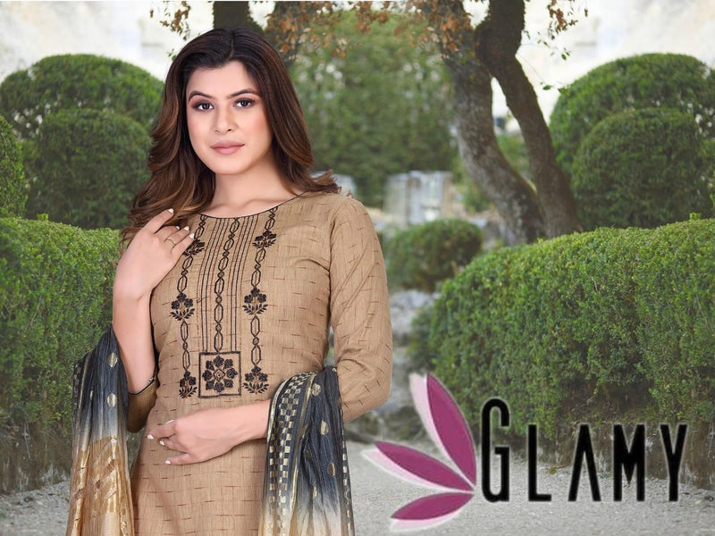 MF Glamy Vol 1 Rayon Fancy Office Wear Kurtis With Bottom & Dupatta