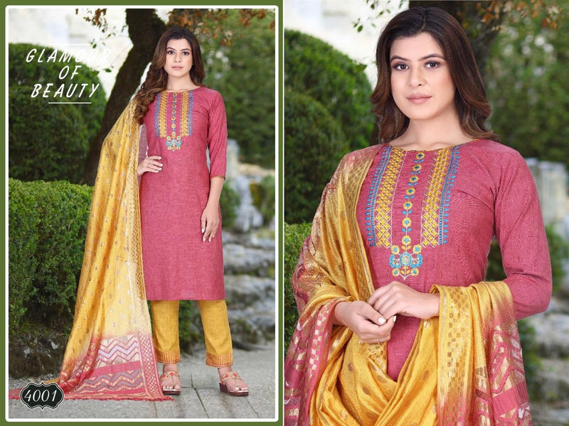 MF Glamy Vol 1 Rayon Fancy Office Wear Kurtis With Bottom & Dupatta