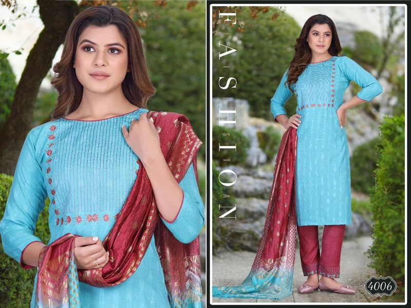 MF Glamy Vol 1 Rayon Fancy Office Wear Kurtis With Bottom & Dupatta