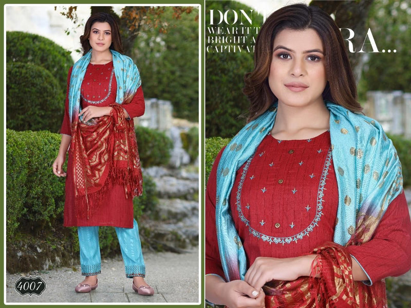 MF Glamy Vol 1 Rayon Fancy Office Wear Kurtis With Bottom & Dupatta