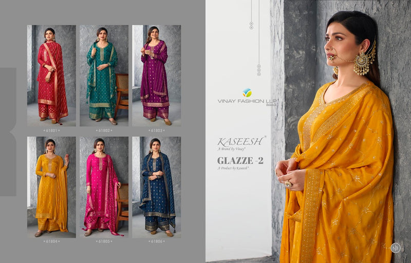 Vinay Fashion Glazze Vol 2 Jacquard With Beautiful Embroidery Work Stylish Designer Festive Wear Salwar Kameez