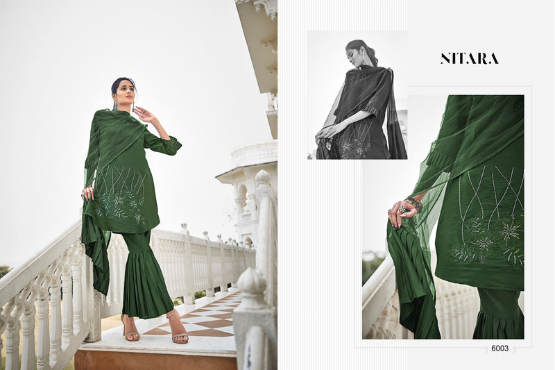 Nitara Glory Viscose Silk Heavy Modern Designer Party Wear Kurtis With Bottom & Dupatta