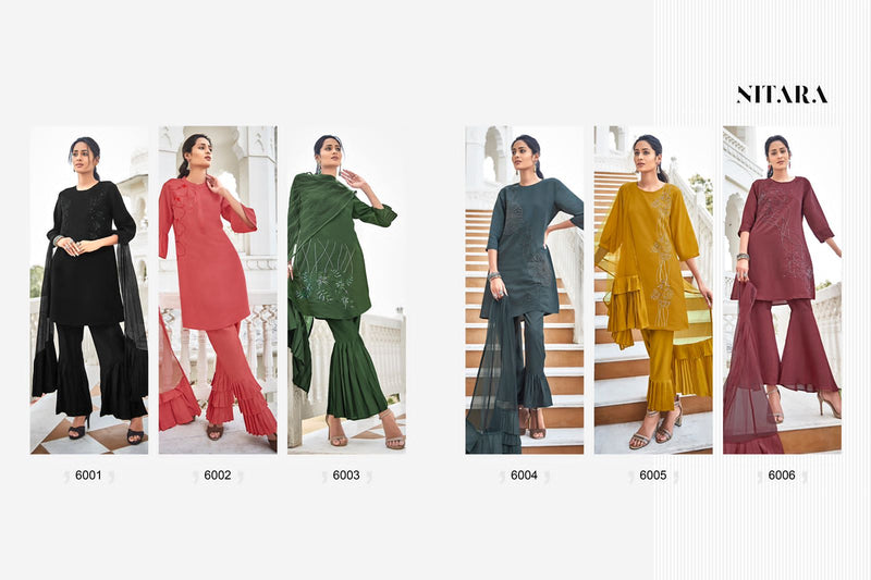 Nitara Glory Viscose Silk Heavy Modern Designer Party Wear Kurtis With Bottom & Dupatta