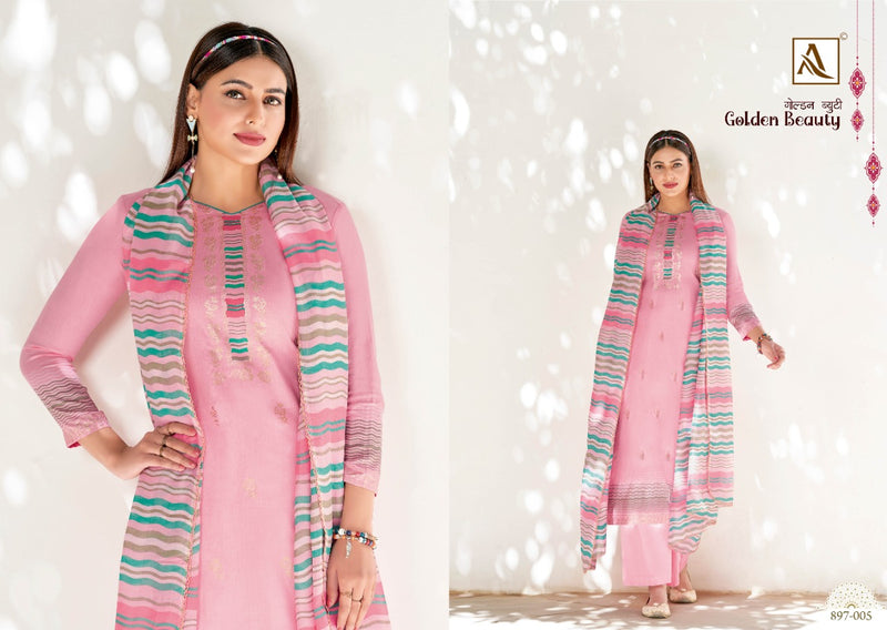 Alok Suits Golden Beauty Jam Cotton Party Wear Salwar Kameez With Fancy Gold Foil Prints