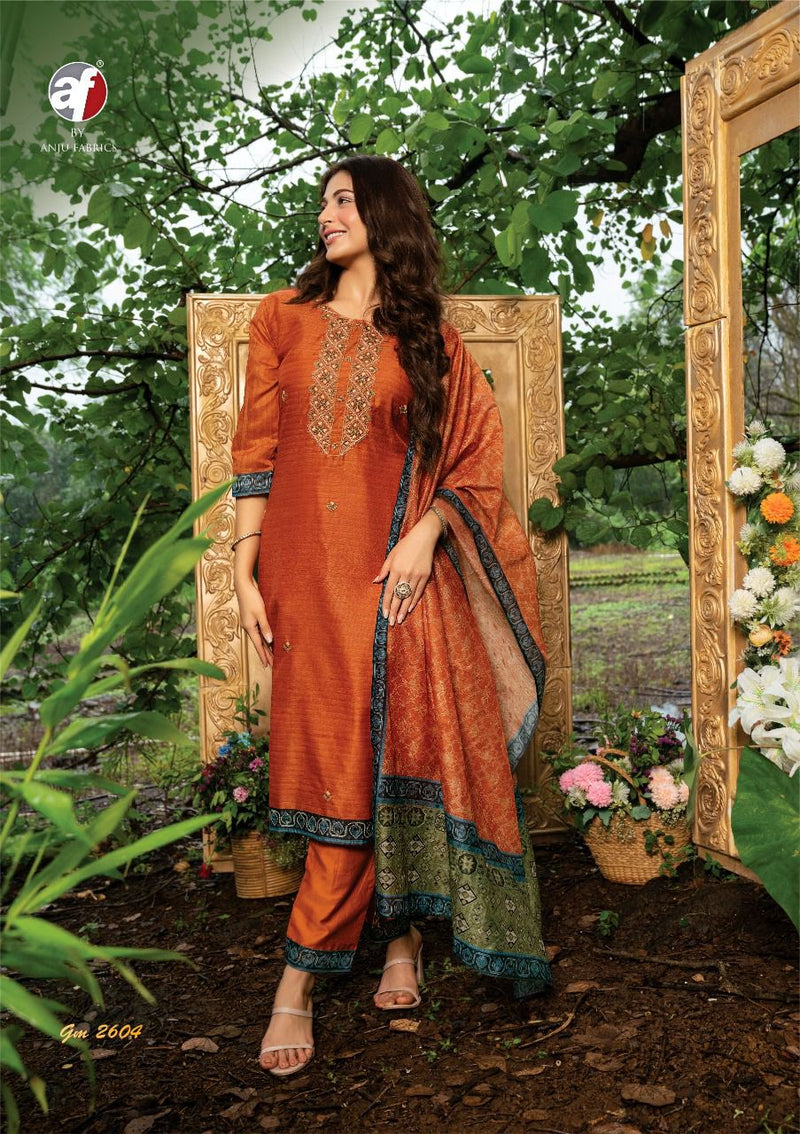 Anju Fabs Golden Meadows Vol 2 Silk With Fancy Embroidery Work Stylish Attractive Look Party Wear Kurti