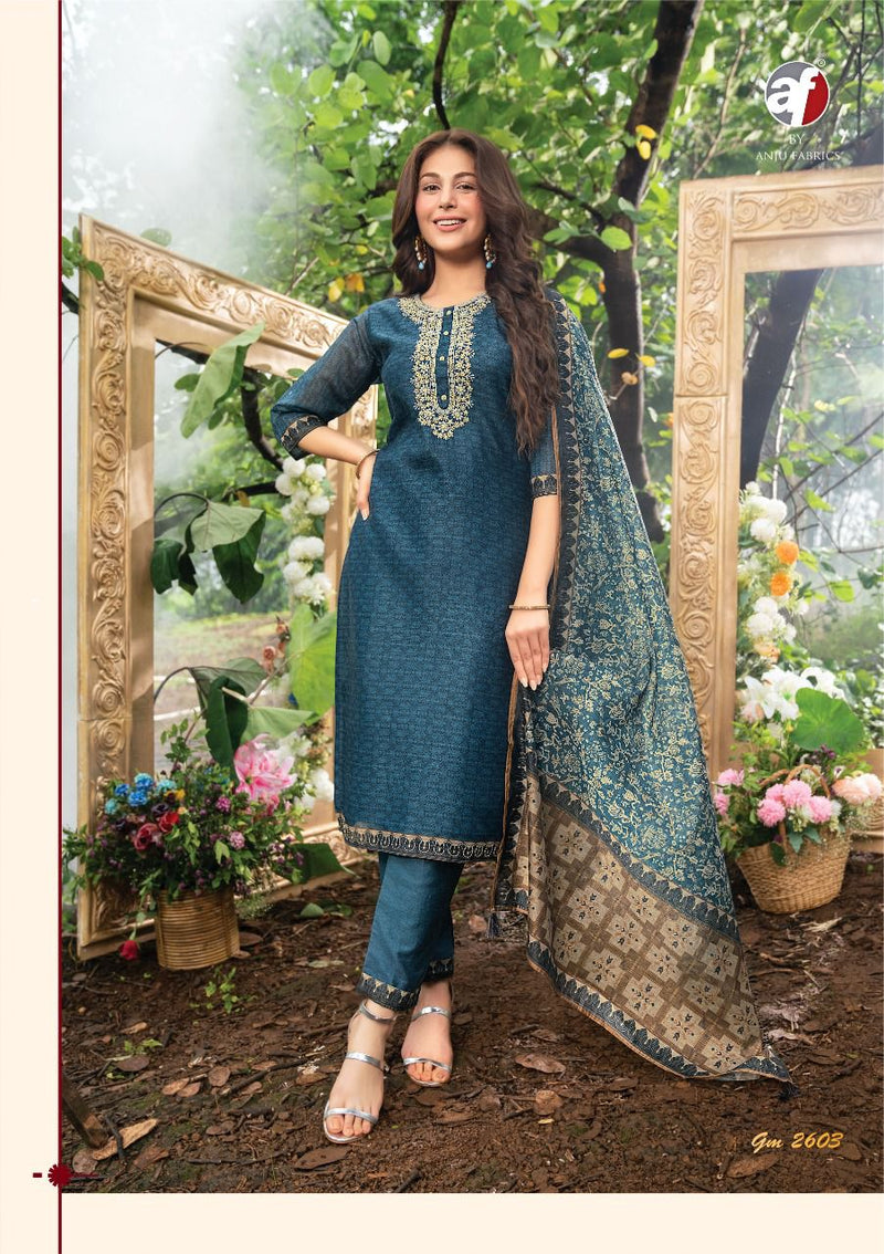 Anju Fabs Golden Meadows Vol 2 Silk With Fancy Embroidery Work Stylish Attractive Look Party Wear Kurti